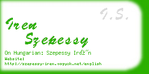 iren szepessy business card